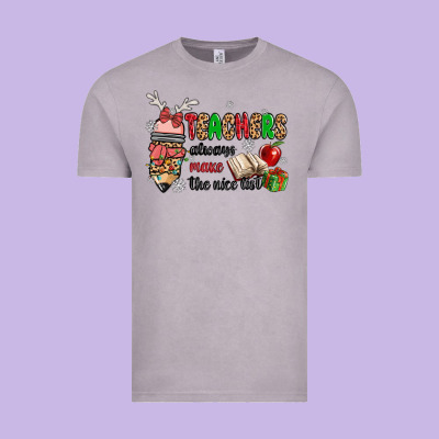 Teachers Always Make The Nice List Vintage Tee Designed By Maliassmallbusiness