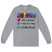 Heather Grey i'm a hot mess always stressed and proudly autism Long Sleeve Tee - Artiststas