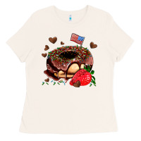 Bone donut strawberry and usa flag Ladies Tee - AdoDesignShop