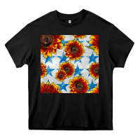 Black patriotic sunflowers and stars Heavy Core Tee - BundleAndBundleShop