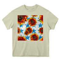 Mossy patriotic sunflowers and stars Heavy Core Tee - BundleAndBundleShop