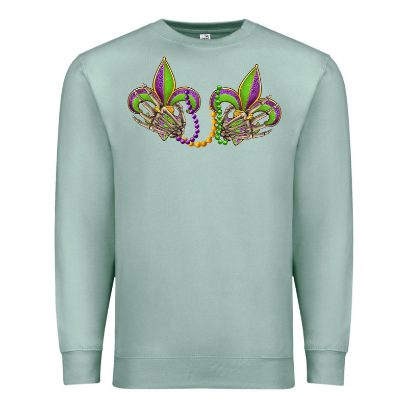 Skeleton Hands Mardi Gras Premium Sweatshirt by OliviaCreatesArt | Teevron