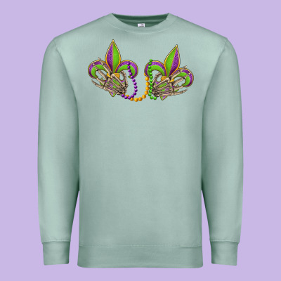 Skeleton Hands Mardi Gras Premium Sweatshirt Designed By Oliviacreatesart