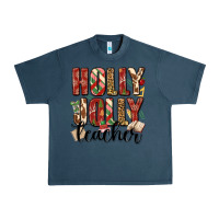 Midnight Navy holly jolly teacher Urban Heavy Tee - MaliasSmallBusiness