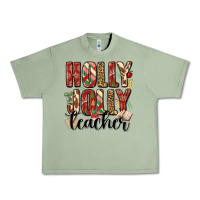 Oil Green holly jolly teacher Urban Heavy Tee - MaliasSmallBusiness