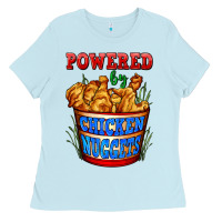 Baby Blue powered by chicken nuggets Ladies Tee - AdoDesignShop