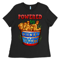 Black powered by chicken nuggets Ladies Tee - AdoDesignShop