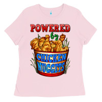 Bubblegum Pink powered by chicken nuggets Ladies Tee - AdoDesignShop