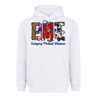 White emt emergency medical technician Heavyweight Hoodie - OliviaCreatesArt