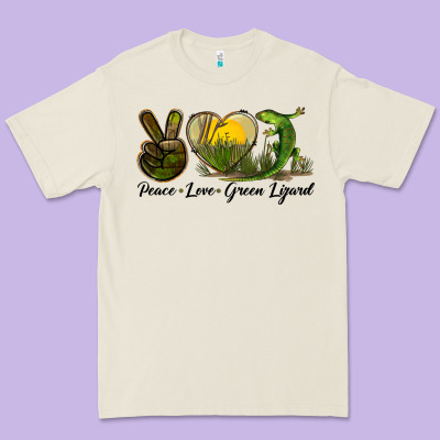Peace Love Green Lizard Premium Tee Designed By Lillyallendesigns