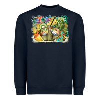 Navy coconut with fruits  background Heavyweight Sweatshirt - BarkalooDesign