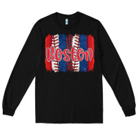 Black boston baseball team spirit brushstrokes Long Sleeve Tee - Artiststas
