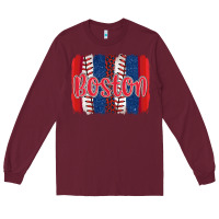 Burgundy boston baseball team spirit brushstrokes Long Sleeve Tee - Artiststas