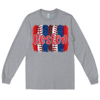 Heather Grey boston baseball team spirit brushstrokes Long Sleeve Tee - Artiststas