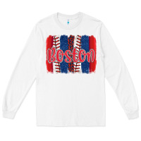 White boston baseball team spirit brushstrokes Long Sleeve Tee - Artiststas