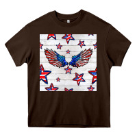 Chocolate Brown patriotic eagle wing Heavy Core Tee - BundleAndBundleShop