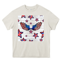 Cream patriotic eagle wing Heavy Core Tee - BundleAndBundleShop
