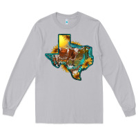 Moon Dust western texas map with longhorn bull Long Sleeve Tee - RanaPortraitStore