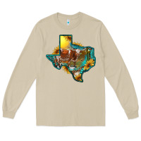 Mushroom western texas map with longhorn bull Long Sleeve Tee - RanaPortraitStore
