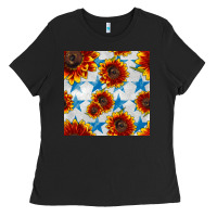 Black patriotic sunflowers and stars Ladies Tee - BundleAndBundleShop