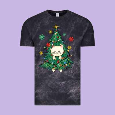 Christmas Tree Cat Vintage Tee Designed By Maliassmallbusiness