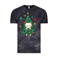 Cloud Black christmas tree cat Vintage Tee - MaliasSmallBusiness