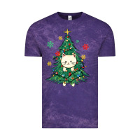 Cloud Purple christmas tree cat Vintage Tee - MaliasSmallBusiness