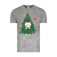 Cloud Rock christmas tree cat Vintage Tee - MaliasSmallBusiness