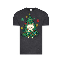 Vintage Black christmas tree cat Vintage Tee - MaliasSmallBusiness