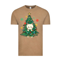 Vintage Coffee christmas tree cat Vintage Tee - MaliasSmallBusiness