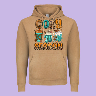 Cozy Season Winter Coffee Cups Vintage Hoodie Designed By Maliassmallbusiness