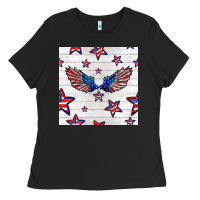 Black patriotic eagle wing Ladies Tee - BundleAndBundleShop