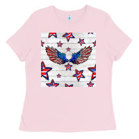 Bubblegum Pink patriotic eagle wing Ladies Tee - BundleAndBundleShop