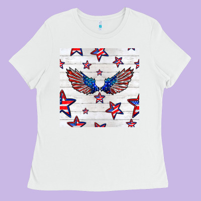Patriotic Eagle Wing Ladies Tee Designed By Bundleandbundleshop
