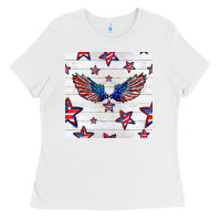 White patriotic eagle wing Ladies Tee - BundleAndBundleShop
