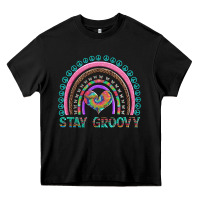 Black stay groovy with rainbow and heart Heavy Core Tee - Artiststas