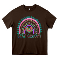Chocolate Brown stay groovy with rainbow and heart Heavy Core Tee - Artiststas