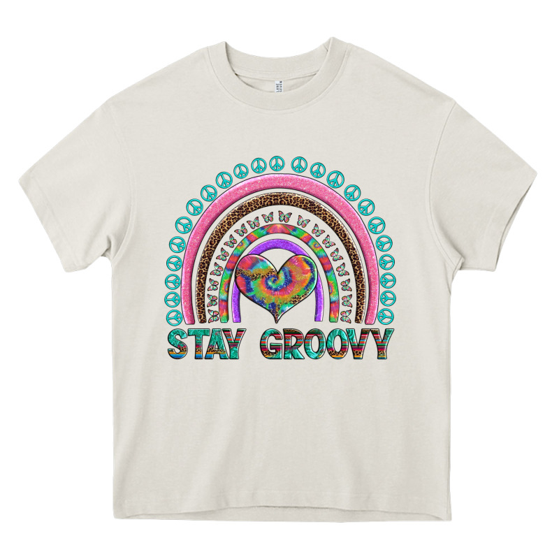 Stay Groovy With Rainbow And Heart Heavy Core Tee by Artiststas | Teevron
