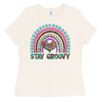 Stay Groovy With Rainbow And Heart Ladies Tee | Teevron