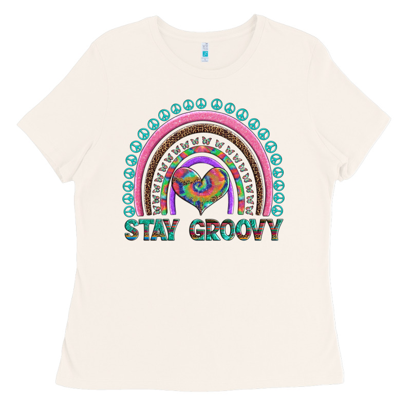 Stay Groovy With Rainbow And Heart Ladies Tee by Artiststas | Teevron