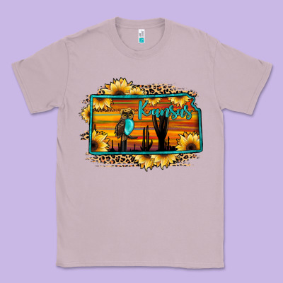 Kansas Owl Sunset Sunflower Map Classic Tee Designed By Jahusdesignshop