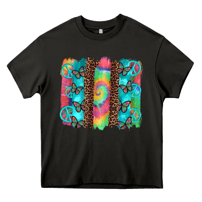 Hippie Peace Sign Butterfly Leopard And Tie Dye Brushstroke Heavy Core Tee by Artiststas | Teevron