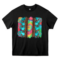 Black hippie peace sign butterfly leopard and tie dye brushstroke Heavy Core Tee - Artiststas