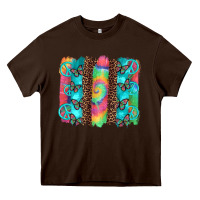 Chocolate Brown hippie peace sign butterfly leopard and tie dye brushstroke Heavy Core Tee - Artiststas