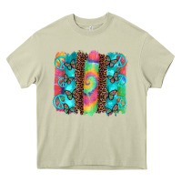 Mossy hippie peace sign butterfly leopard and tie dye brushstroke Heavy Core Tee - Artiststas