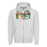 Dove Grey Dog coffee cups Zipper Hoodie - HowdyJamesFarm