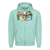 Seafoam Dog coffee cups Zipper Hoodie - HowdyJamesFarm