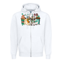 White Dog coffee cups Zipper Hoodie - HowdyJamesFarm