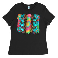 Black hippie peace sign butterfly leopard and tie dye brushstroke Ladies Tee - Artiststas