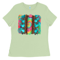 Matcha hippie peace sign butterfly leopard and tie dye brushstroke Ladies Tee - Artiststas